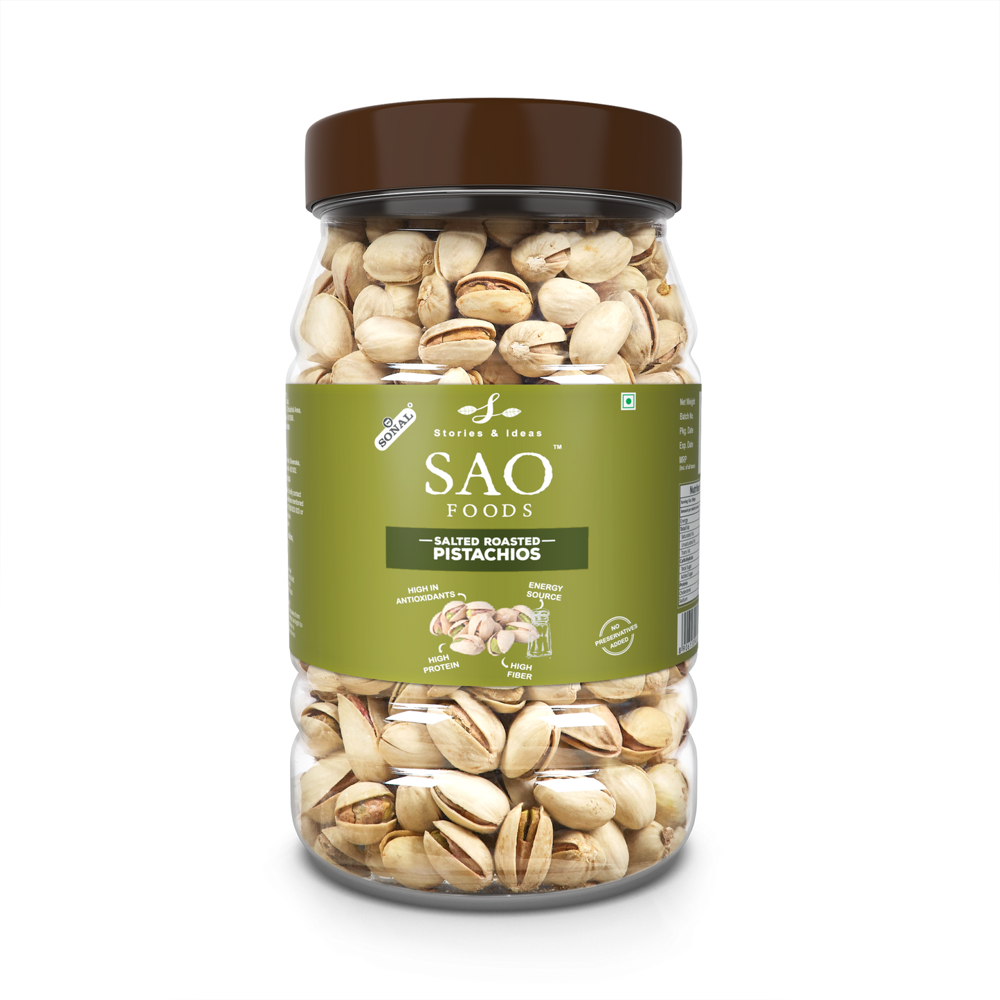 SAO Foods Roasted & Salted Pistachios 500 gm