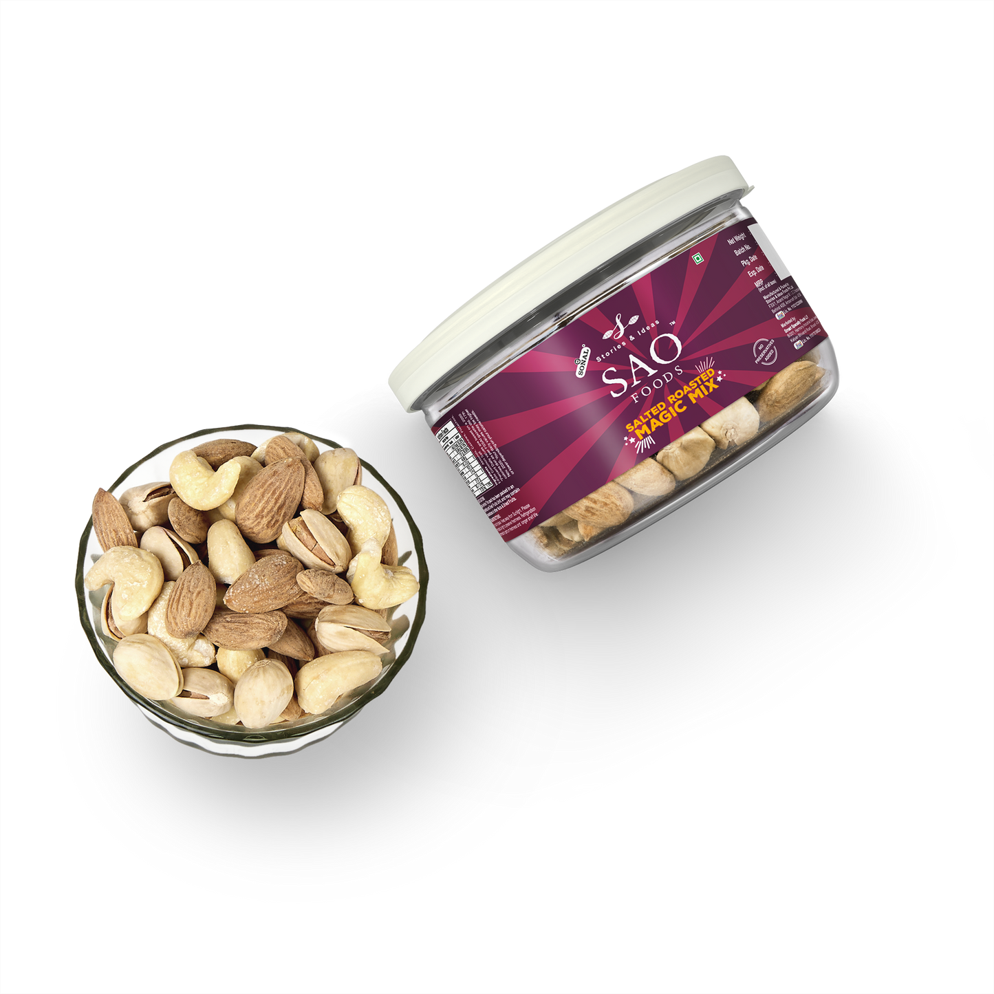 SAO FOODS Roasted & Salted Magic Mix 100 gm | Tin Cap PET Jar