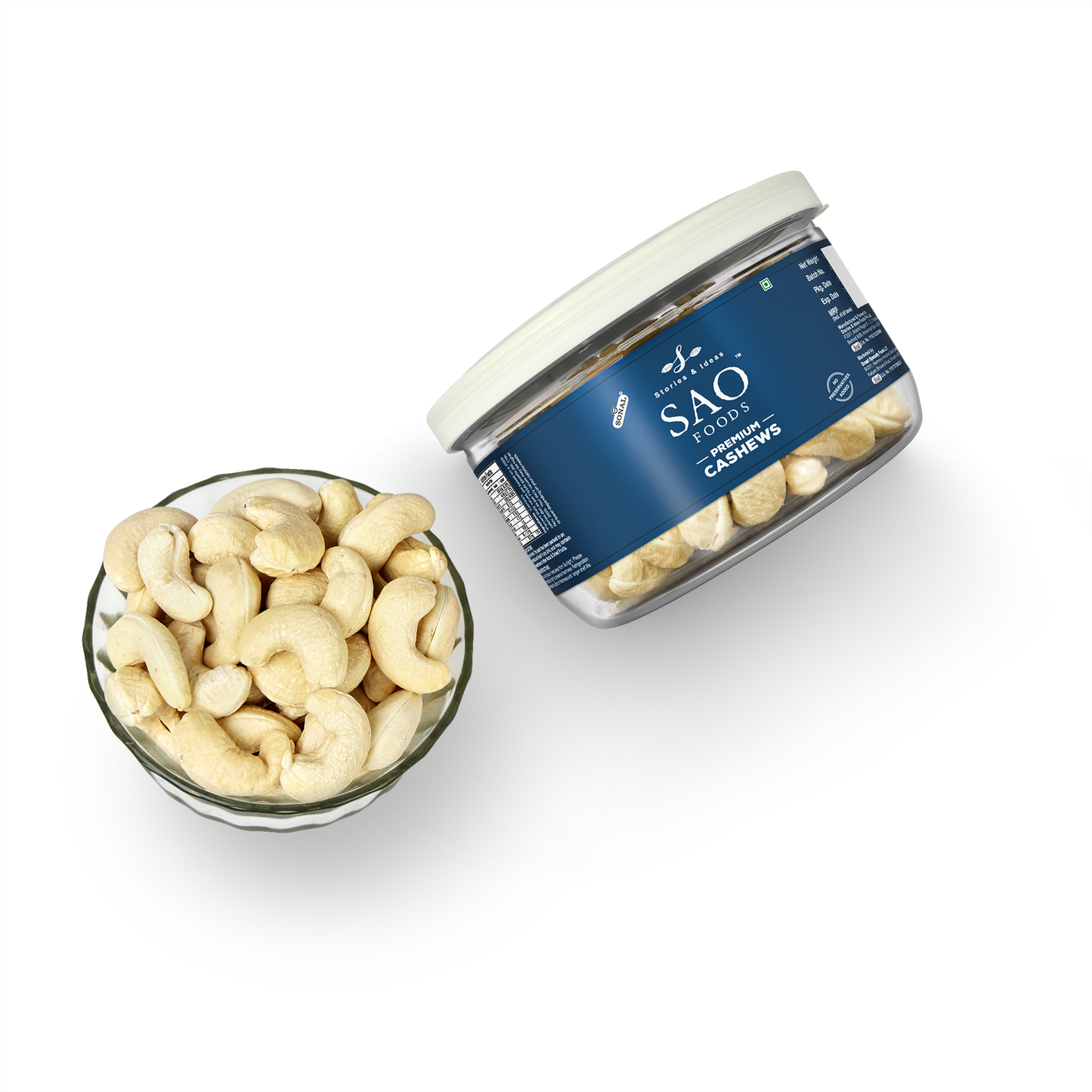 SAO Foods Premium Cashews 100 gm | Tin Cap PET Jar