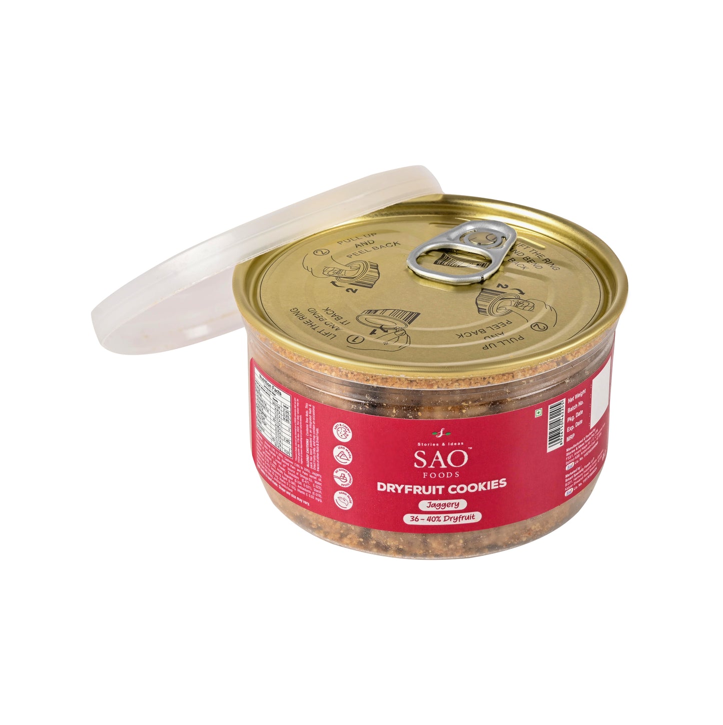 SAO FOODS Dryfruit Cookies 90 gm with Jaggery & 36-40% Dryfruit | Handmade | Zero Maida | No Sugar