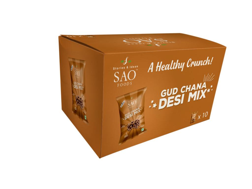 SAO Foods Gud Chana Desi Mix 40gm (Pack of 10 * MRP 20)