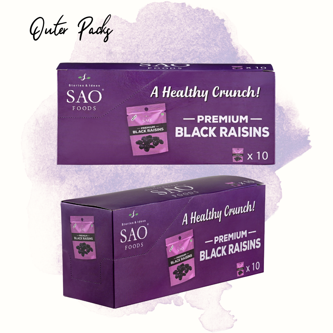 SAO Foods Premium Black Raisins 20 gm (Pack of 10*MRP 20)