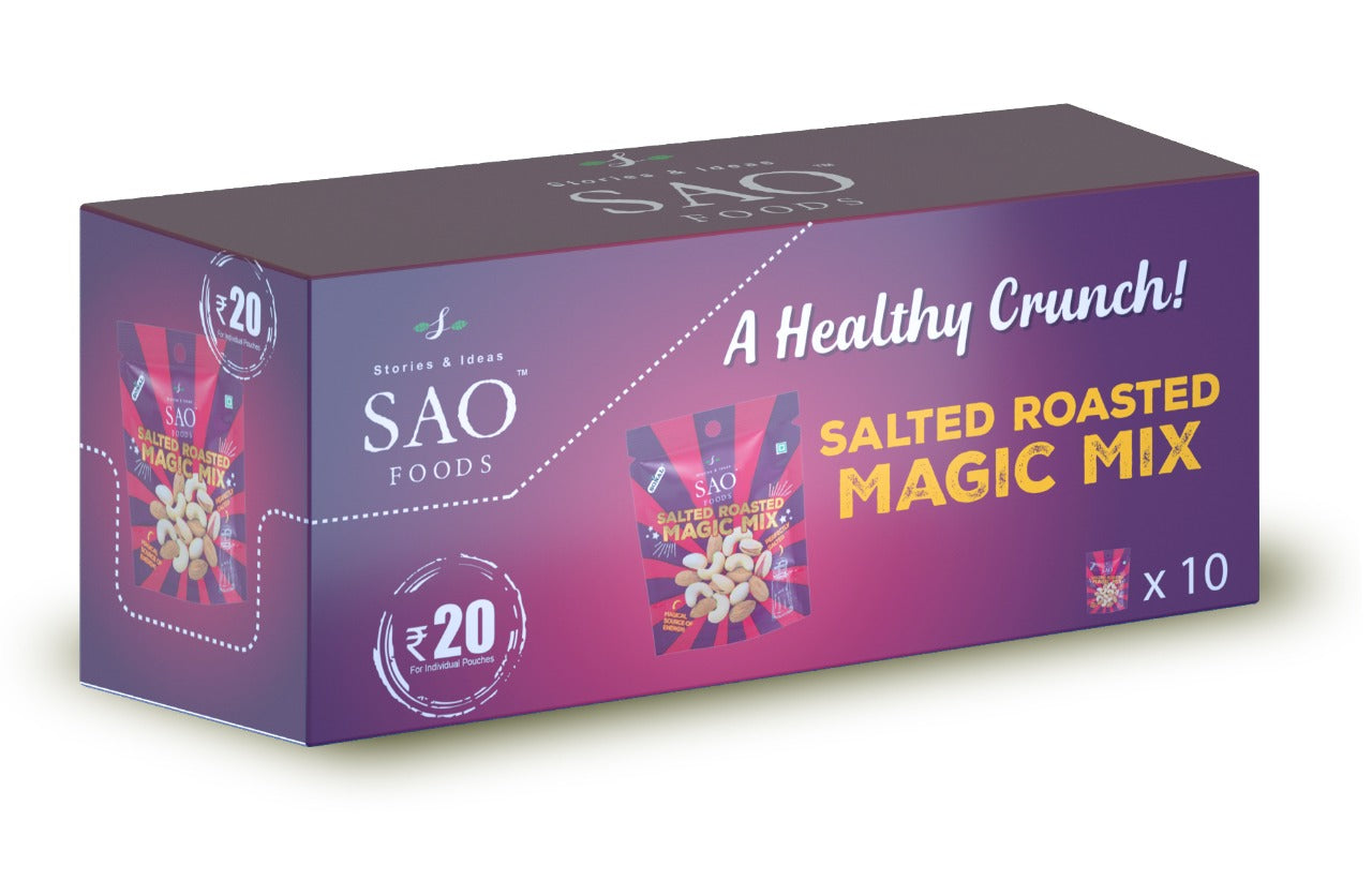 SAO FOODS Roasted & Salted Magic Mix Rs.20 each (10 small snacking packs of 12gm each)