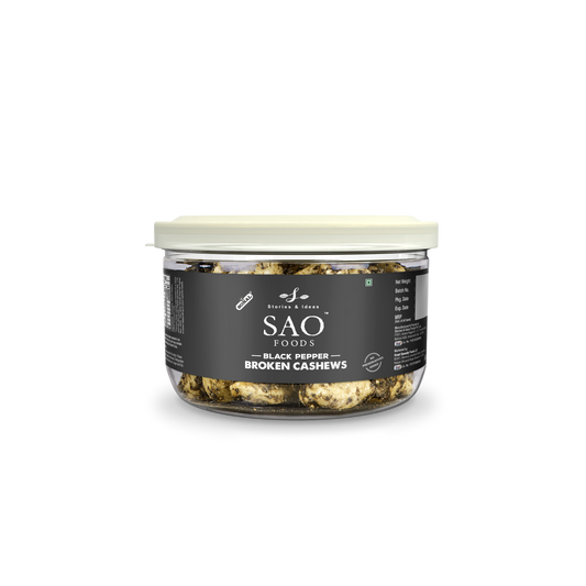 SAO Foods Black Pepper  Cashews 100 gm | Tin Cap PET Jar