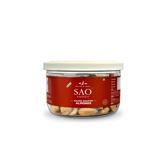 SAO Foods Salted Roasted Almonds 100 gm | Tin Cap PET Jar