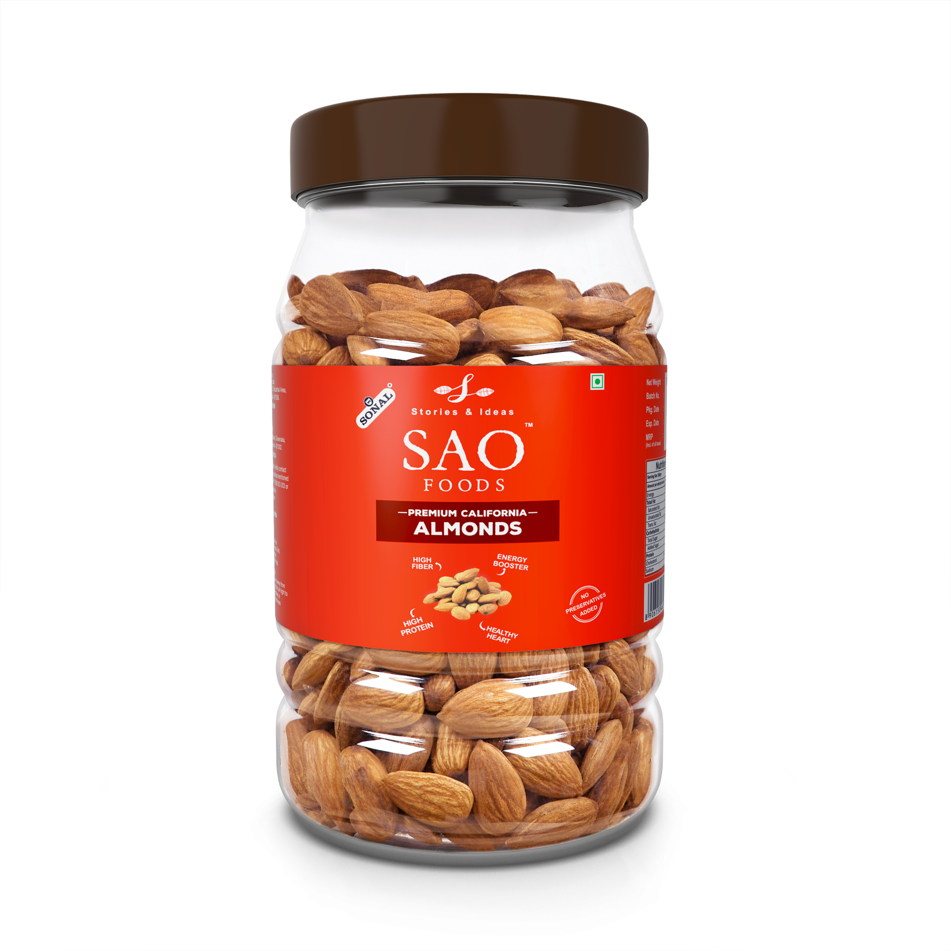 SAO Foods Roasted Premium California Almonds 500 gm