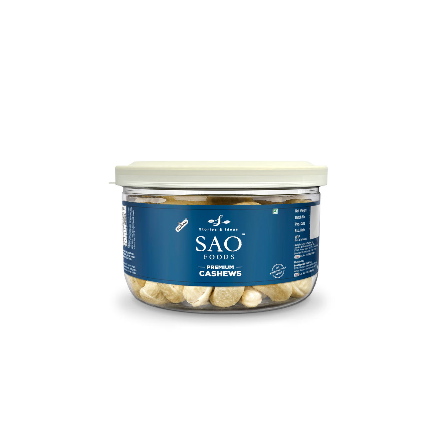 SAO Foods Premium Cashews 100 gm | Tin Cap PET Jar