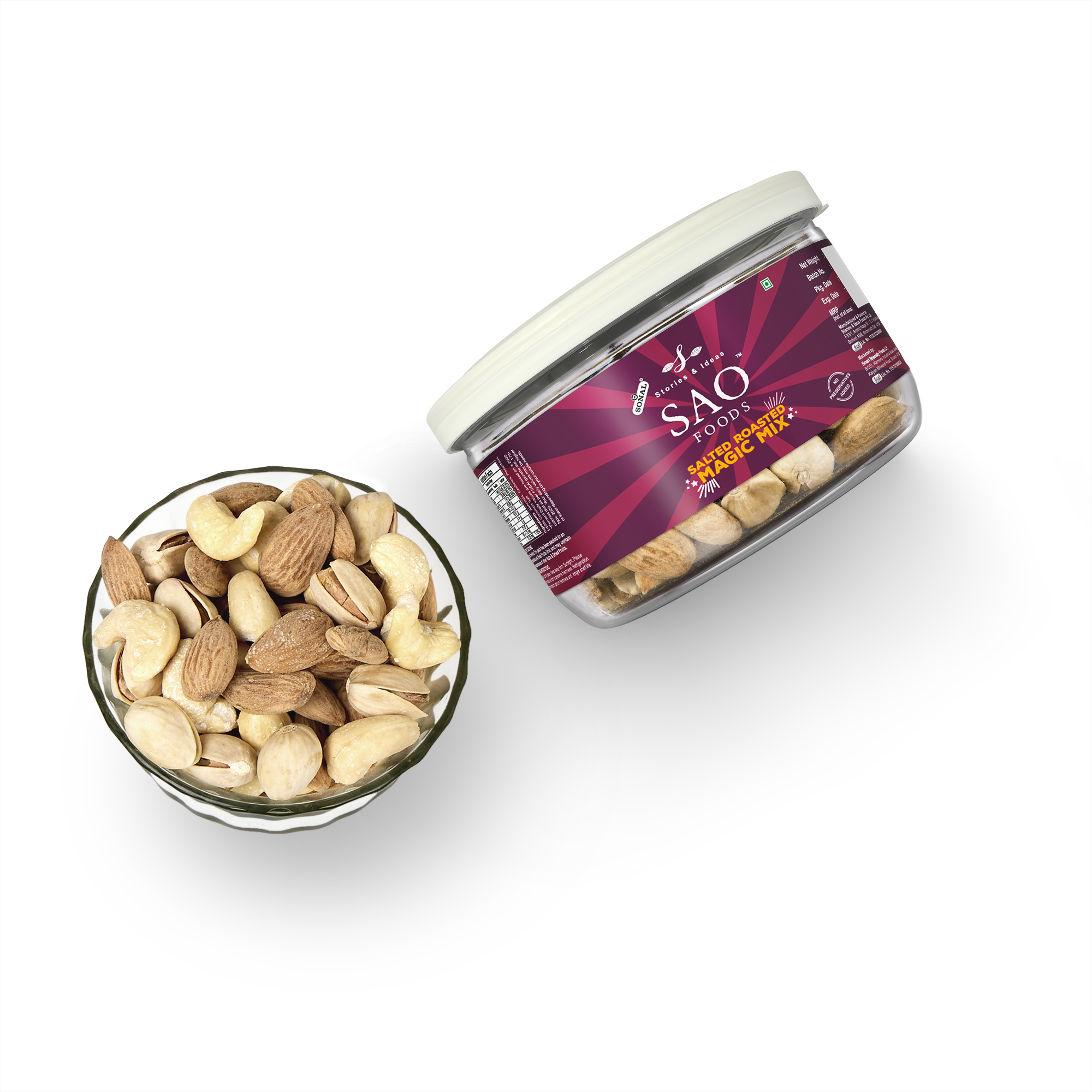 SAO FOODS Roasted & Salted Magic Mix 110 gm | Tin Cap PET Jar - SAO Foods # #