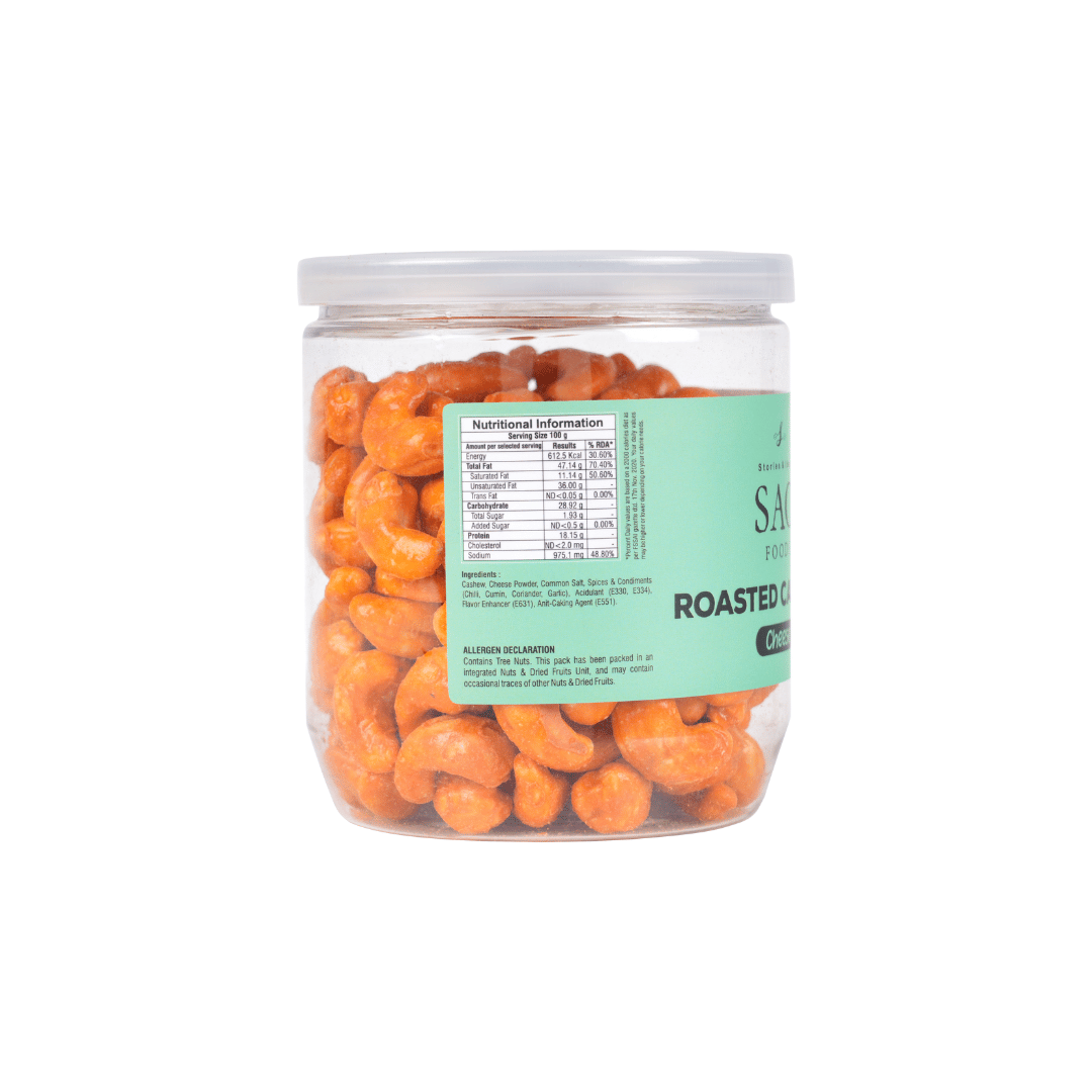 SAO FOODS Cheese Roasted Cashews 250 gm | PET Jar with Aluminum cap 3