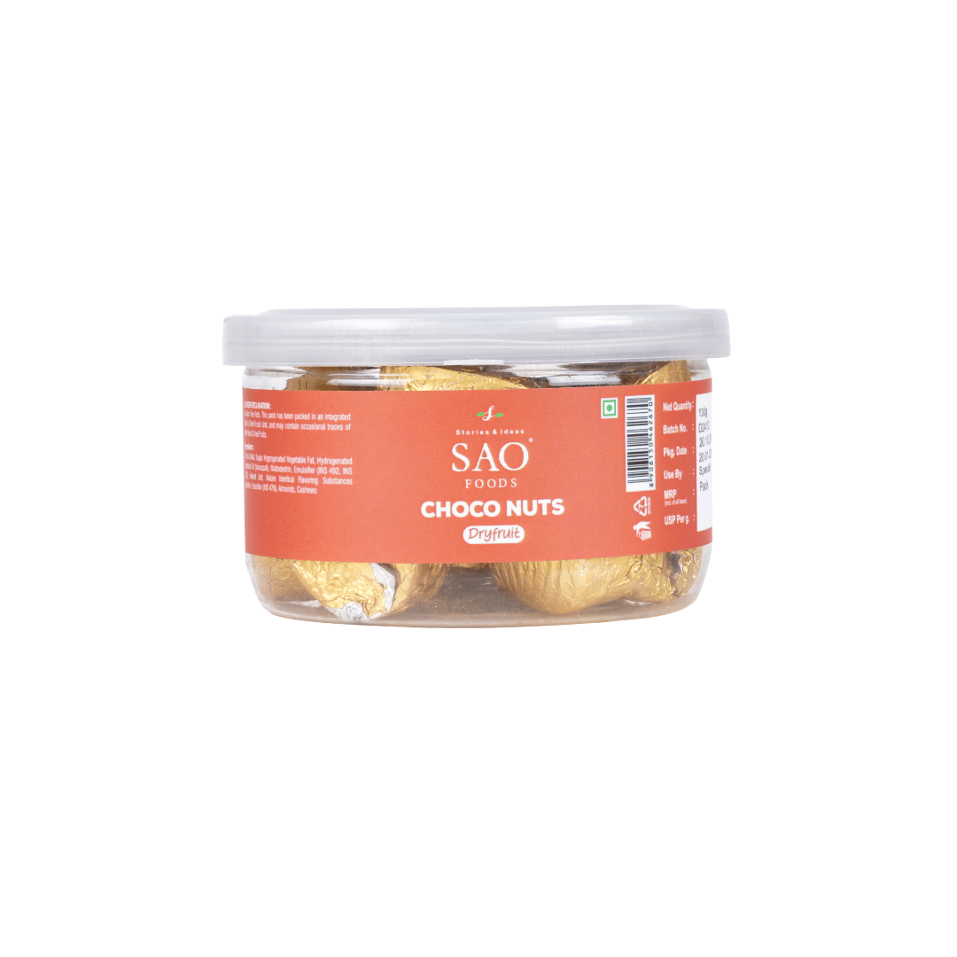 SAO FOODS Choco Nuts (Chocolate Dry Fruits) 130gm  | Tin Cap PET Jar 1