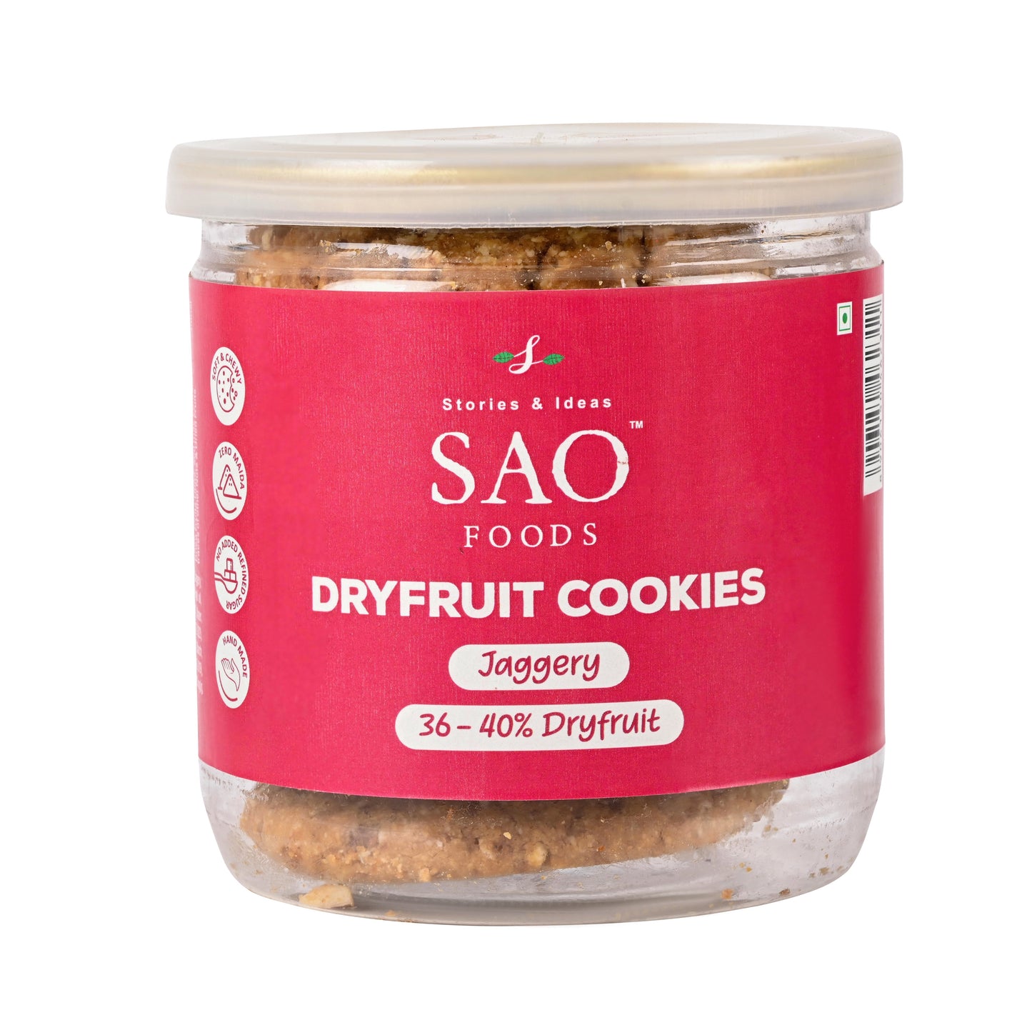 SAO FOODS Dryfruit Cookies 180 gm with Jaggery & 36-40% Dryfruit | Handmade | Zero Maida | No Sugar