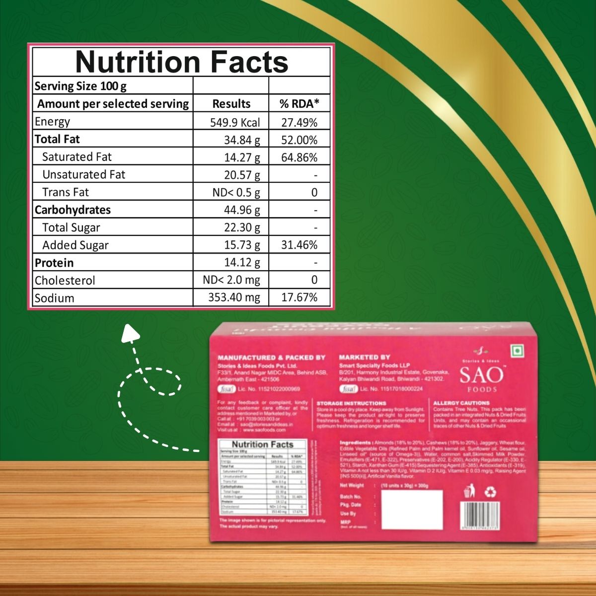 SAO Foods Dryfruit Cookies with Nutrition Facts