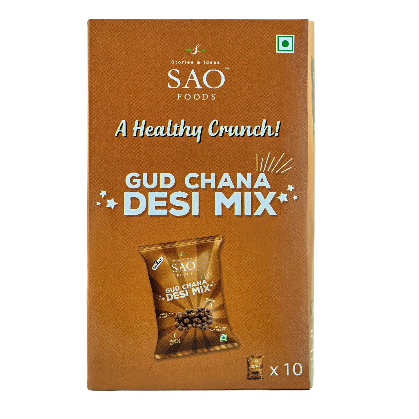 SAO Foods Gud Chana Desi Mix 40gm (Pack of 10 * MRP 20)