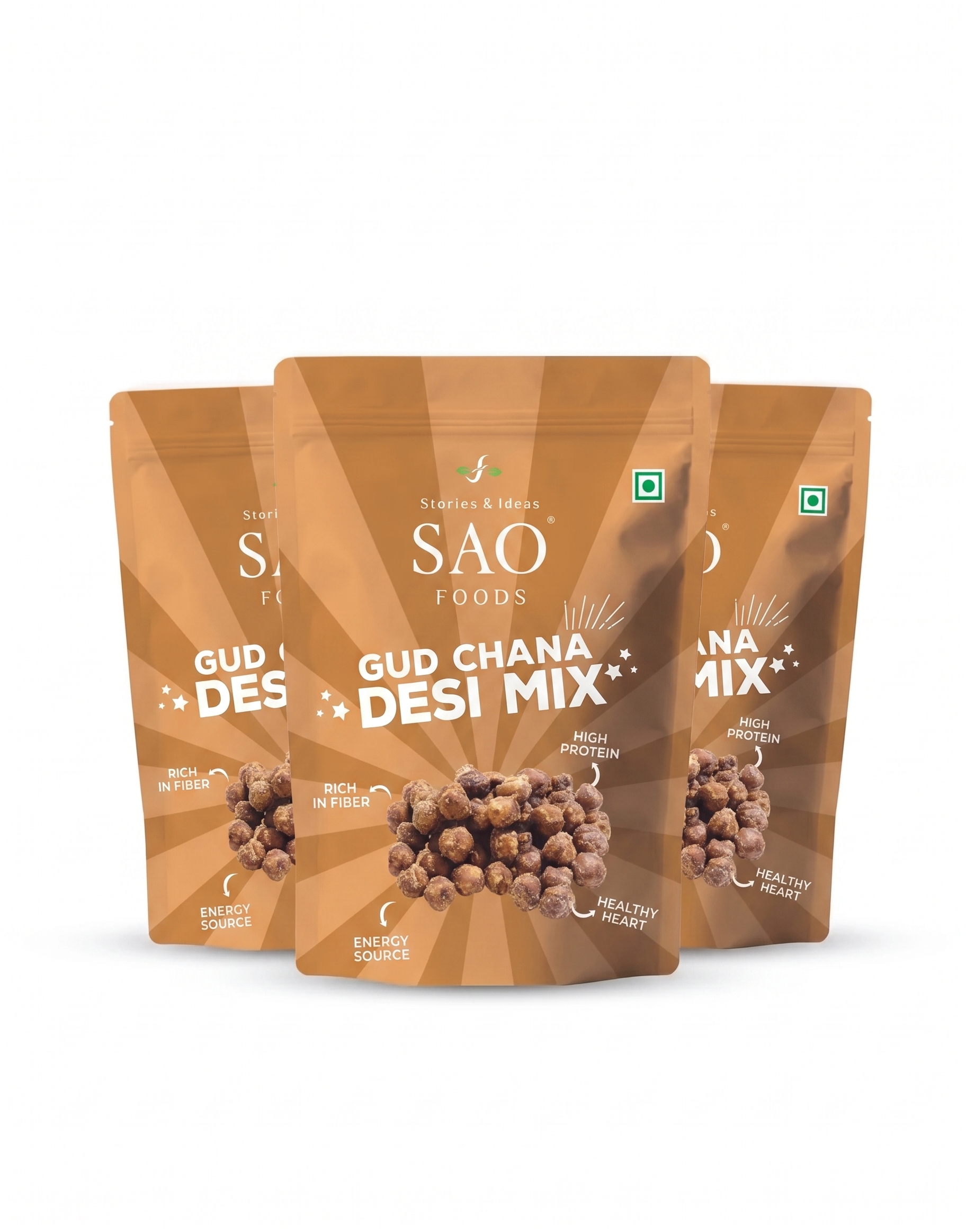 Gud Chana Desi Mix - 600g | Pack of 3 | Refill Pack | Healthy Snack with Jaggery