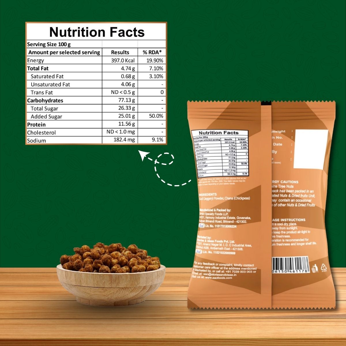 Gud Chana Healthy Snacks with Nutrition Facts