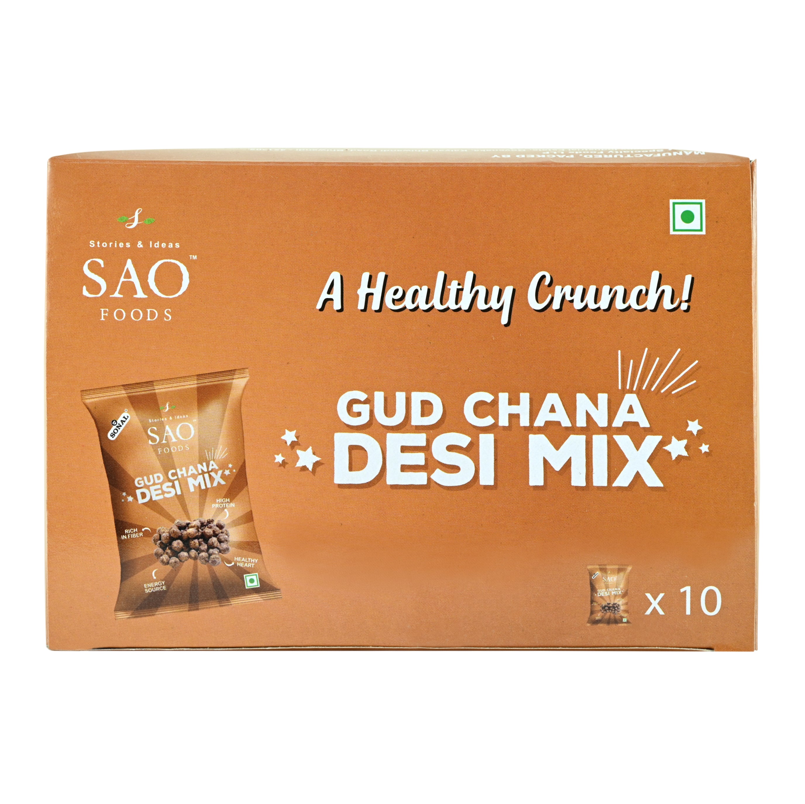 SAO Foods Gud chana (Jaggery chickpeas) assorted 400g in 10 small packs 
