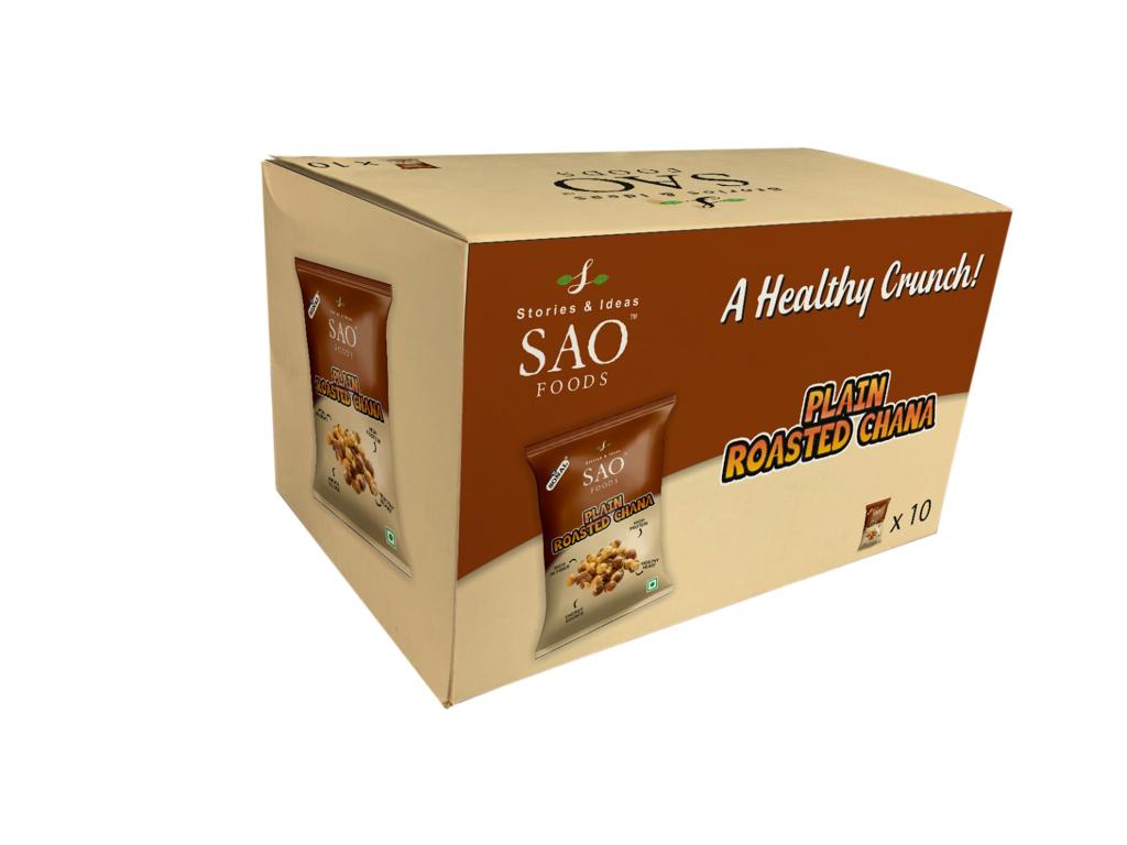 SAO FOODS Plain Roasted Chana 40gm ( Pack of 10 * MRP 20 ) - SAO Foods # #