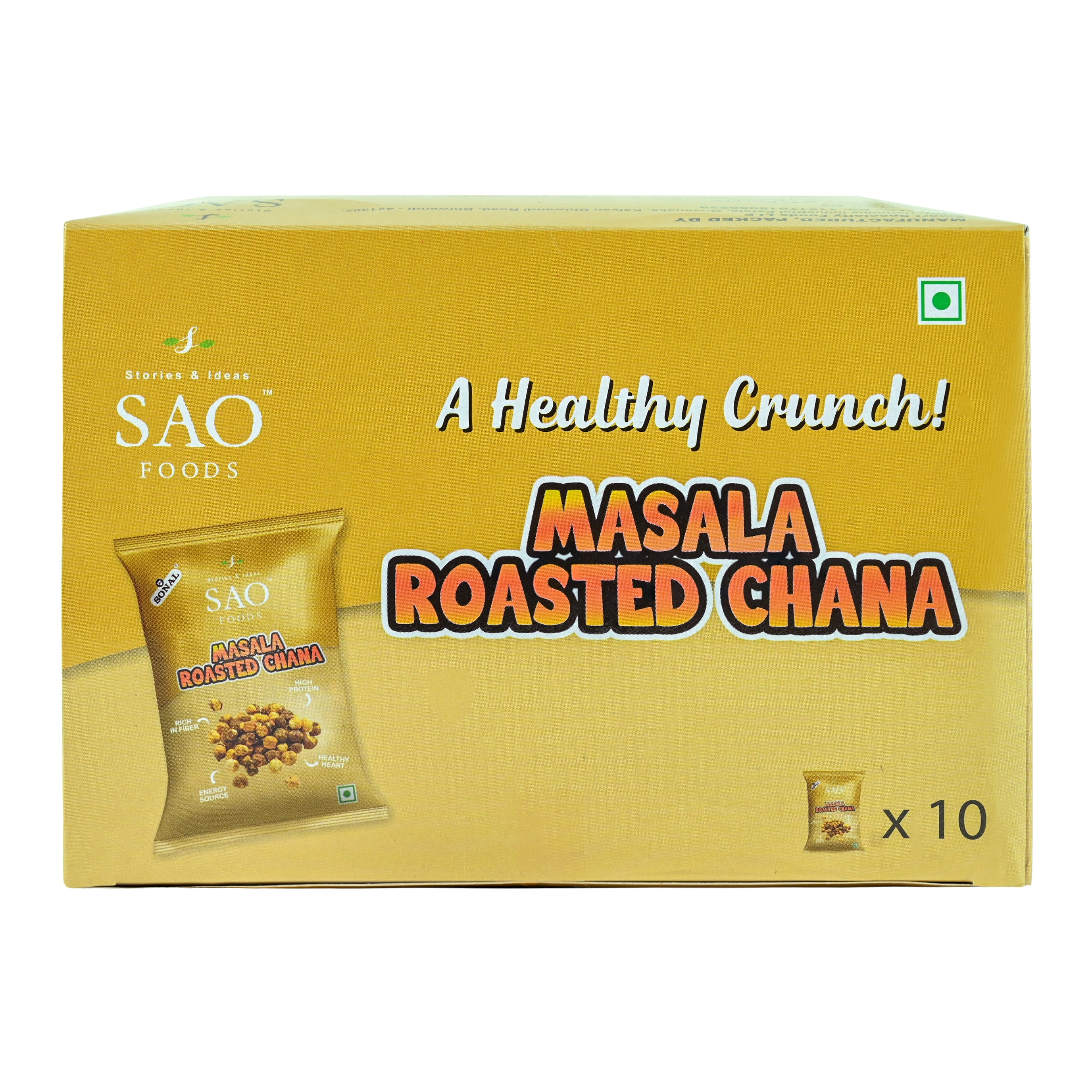 SAO Foods Masala Roasted Chana 40 gm ( Pack of 10 * MRP 20) - SAO Foods # #