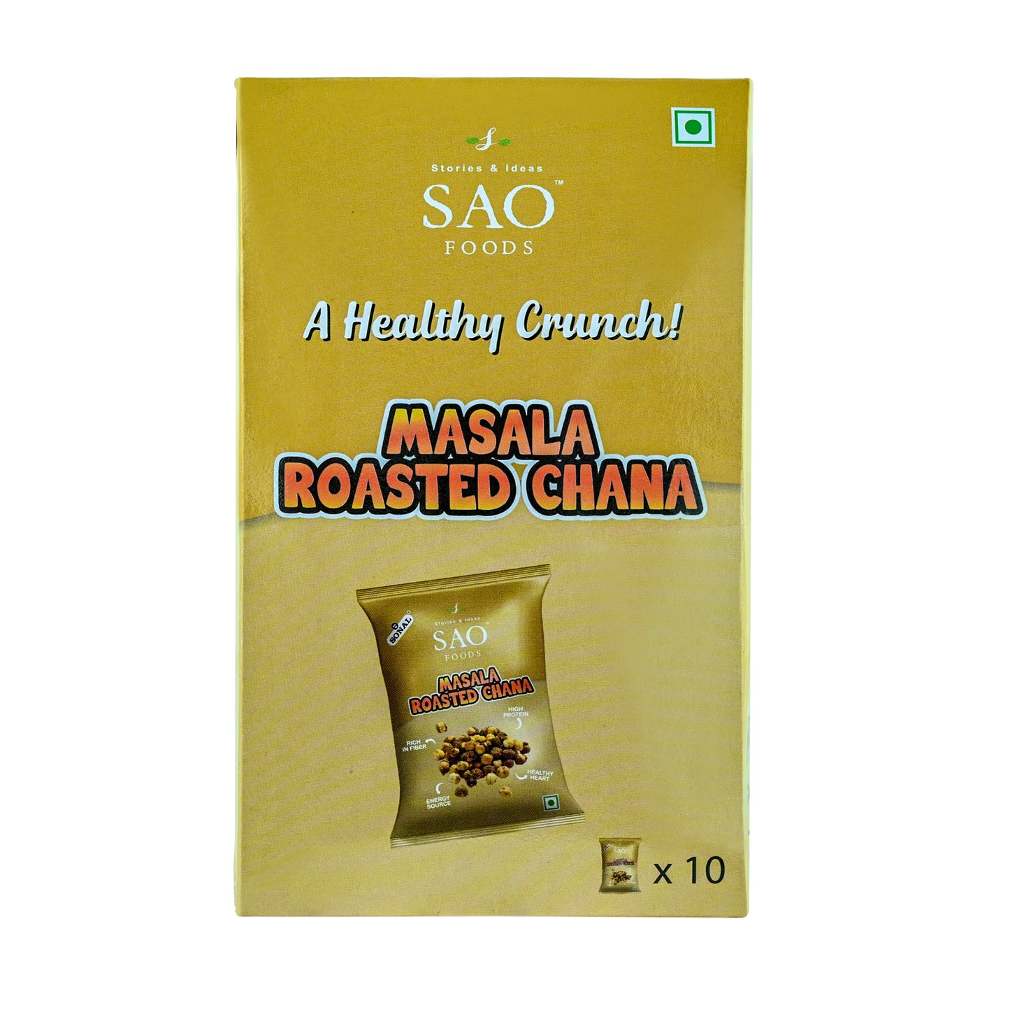 SAO Foods Masala Roasted Chana 40 gm ( Pack of 10 * MRP 20)