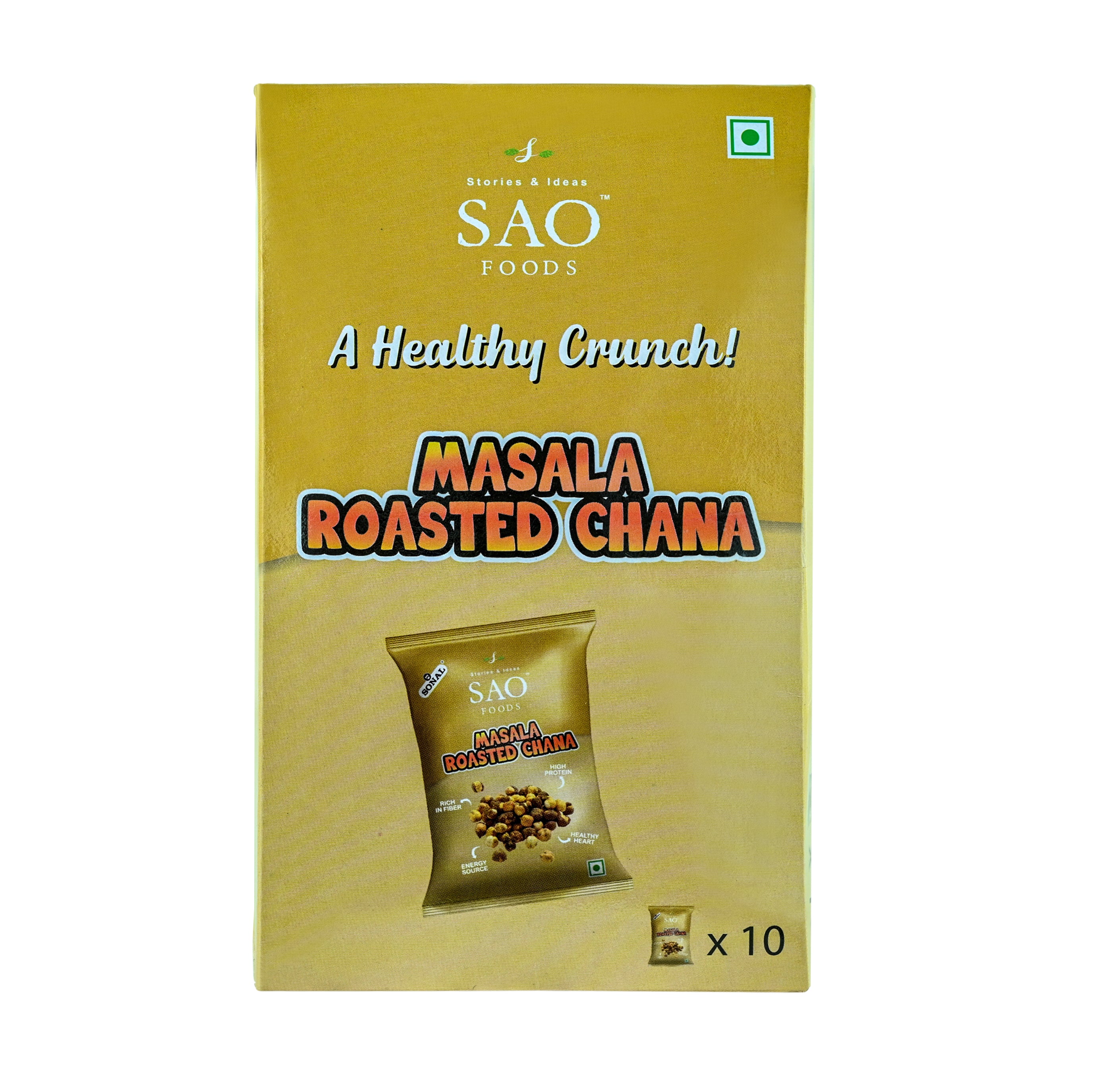 SAO Foods Masala Roasted Chana 40 gm ( Pack of 10 * MRP 20) - SAO Foods # #