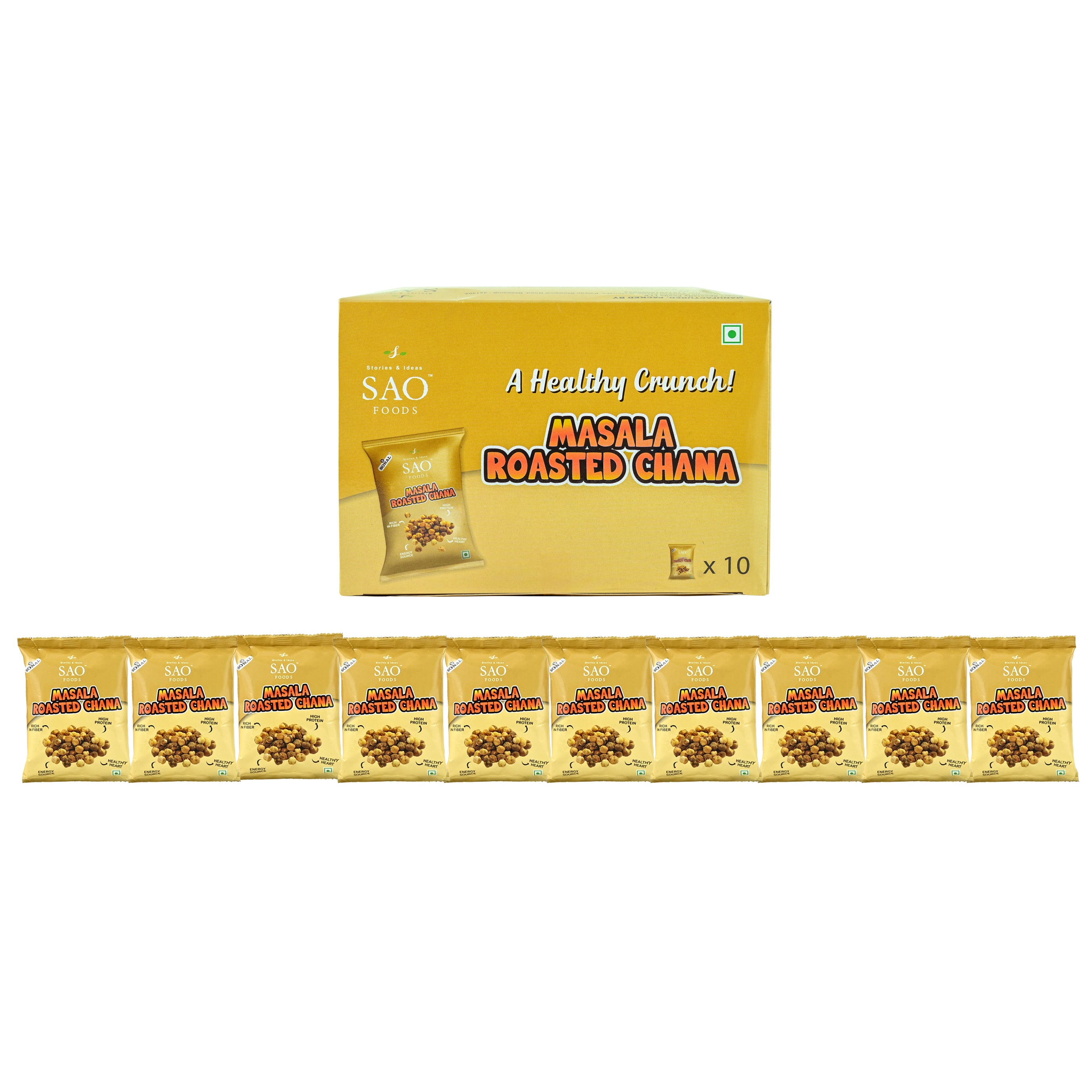 SAO Foods Masala Roasted Chana 40 gm ( Pack of 10 * MRP 20) - SAO Foods # #