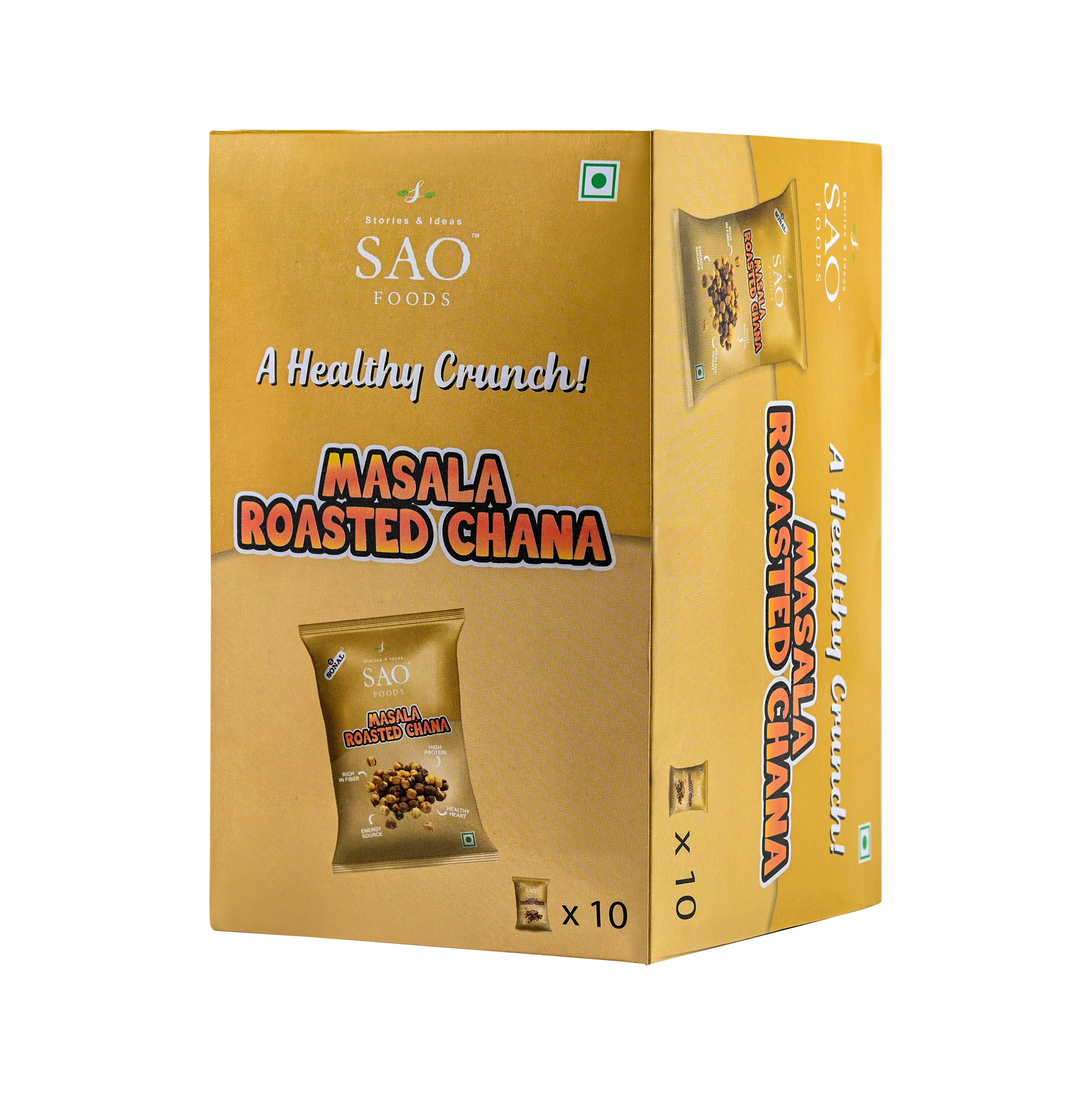 SAO Foods Masala Roasted Chana 40 gm ( Pack of 10 * MRP 20) - SAO Foods # #