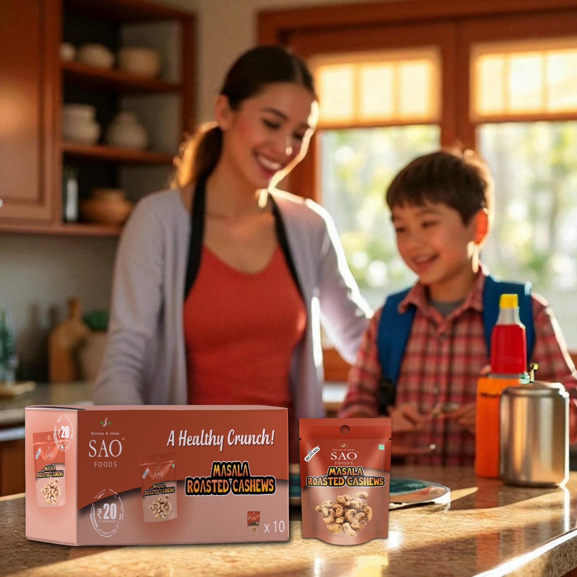 Masala Roasted Cashews - 110g | 10 Small Packs