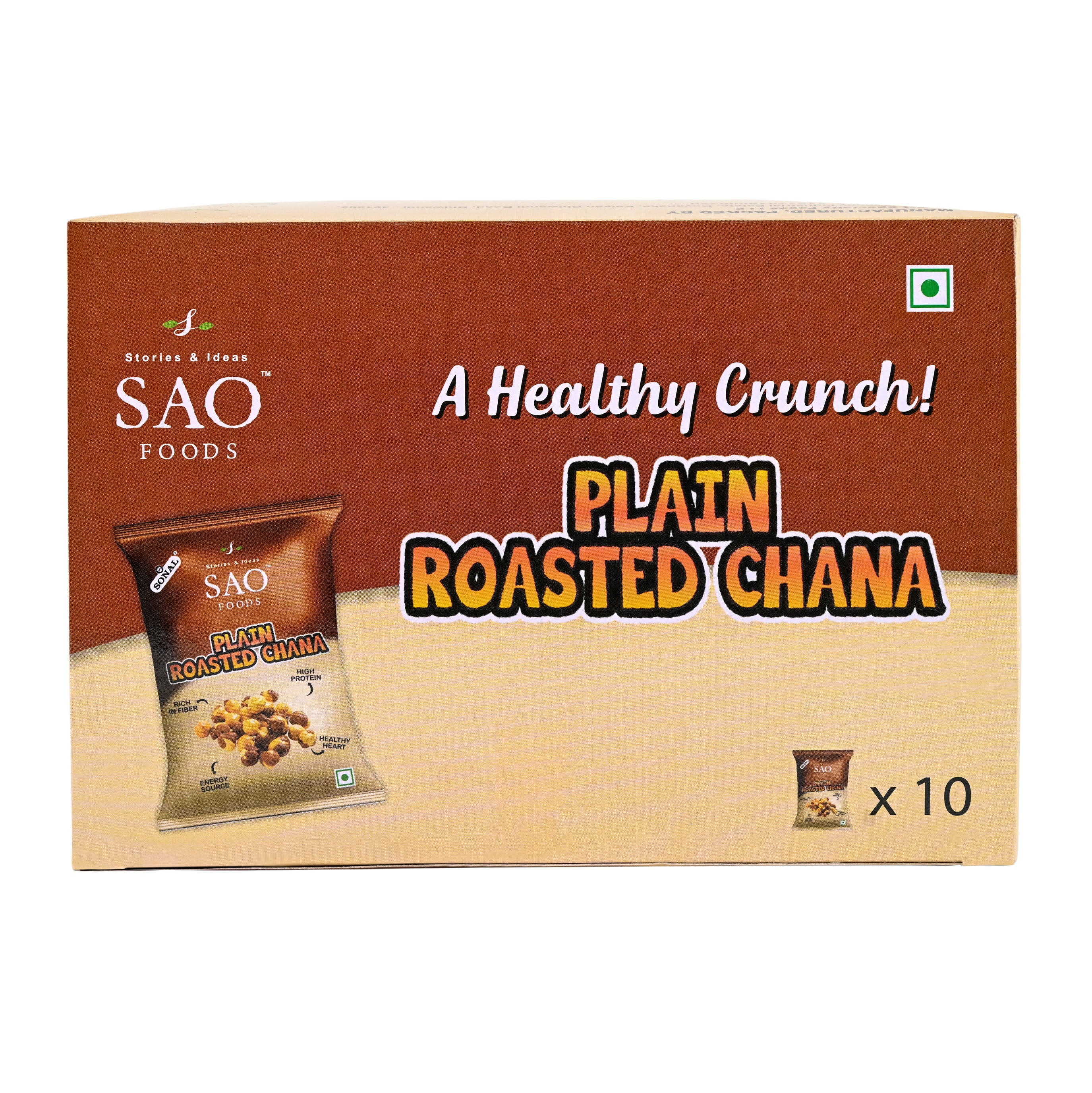 SAO FOODS Plain Roasted Chana 40gm ( Pack of 10 * MRP 20 ) - SAO Foods # #