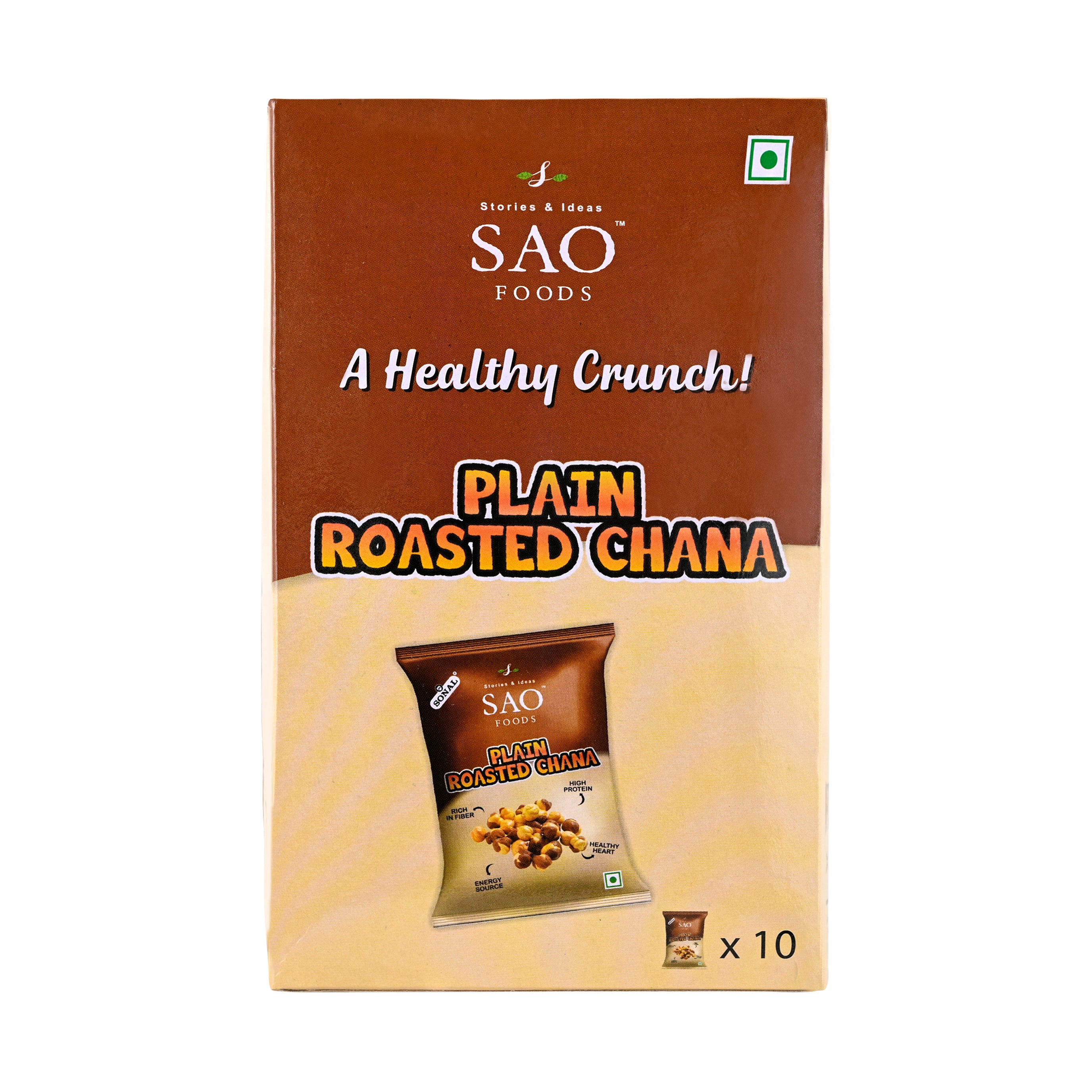 SAO FOODS Plain Roasted Chana 40gm ( Pack of 10 * MRP 20 ) - SAO Foods # #