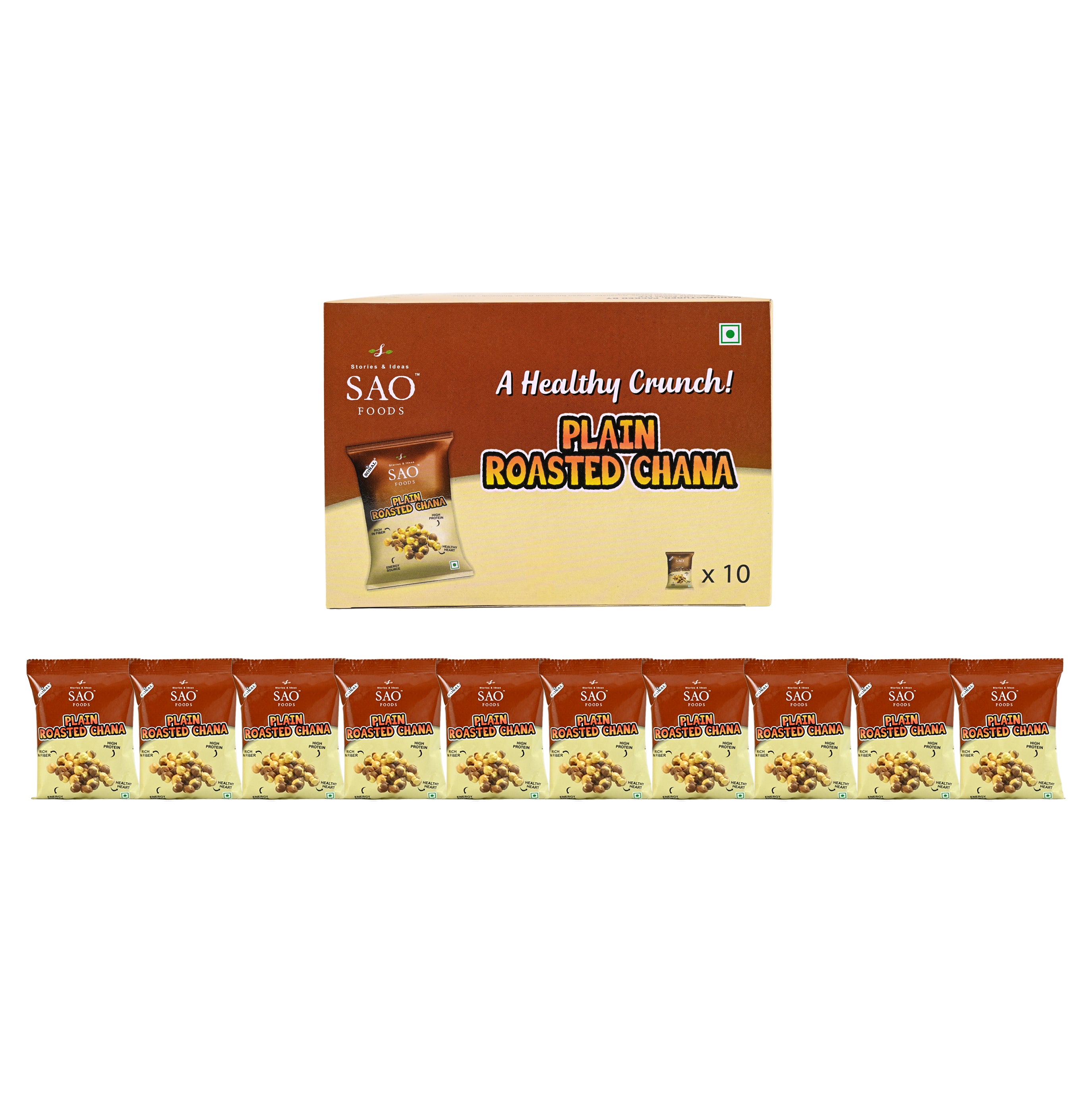 SAO FOODS Plain Roasted Chana 40gm ( Pack of 10 * MRP 20 ) - SAO Foods # #
