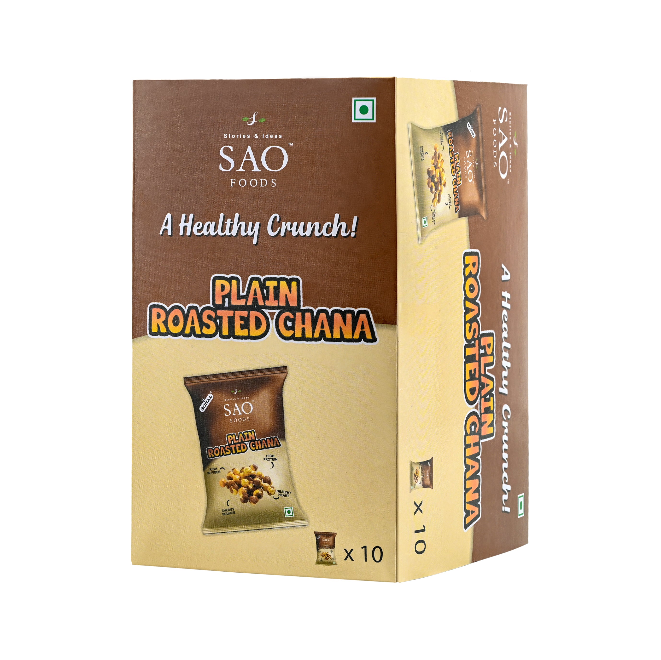 SAO FOODS Plain Roasted Chana 40gm ( Pack of 10 * MRP 20 ) - SAO Foods # #