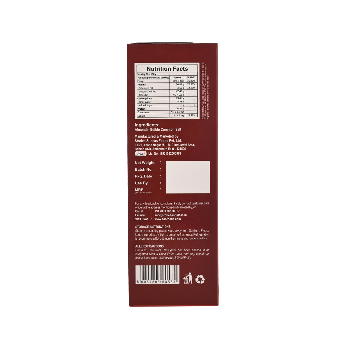 Salted & Roasted Almonds Refill Pack - 250g