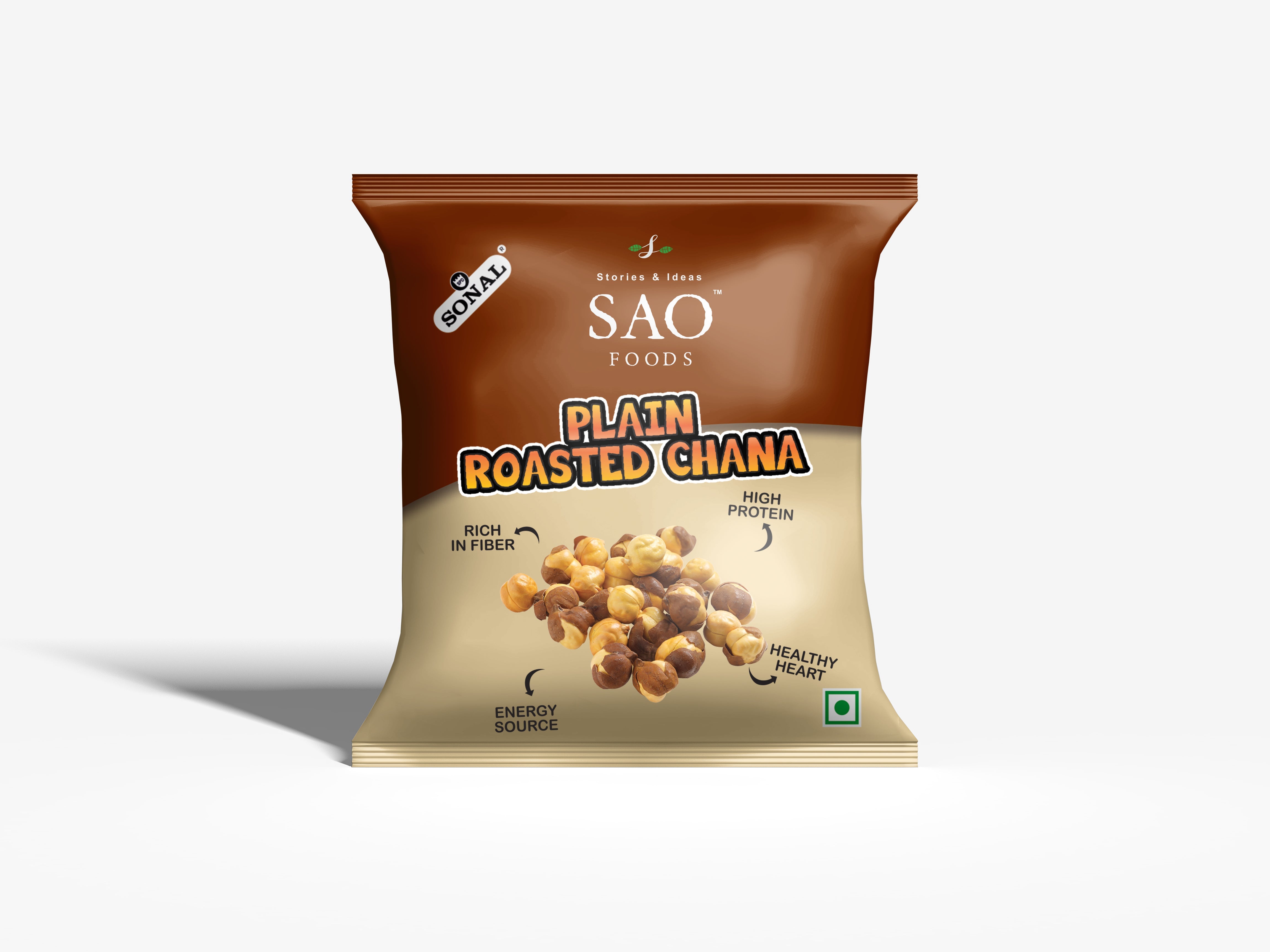 SAO FOODS Plain Roasted Chana 40gm ( Pack of 10 * MRP 20 ) - SAO Foods # #