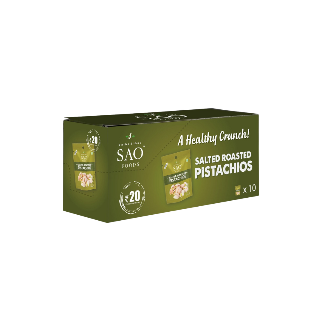 Buy Salted Roasted Pistachios (10g x Pack of 10) - Crunchy & Healthy Snacks