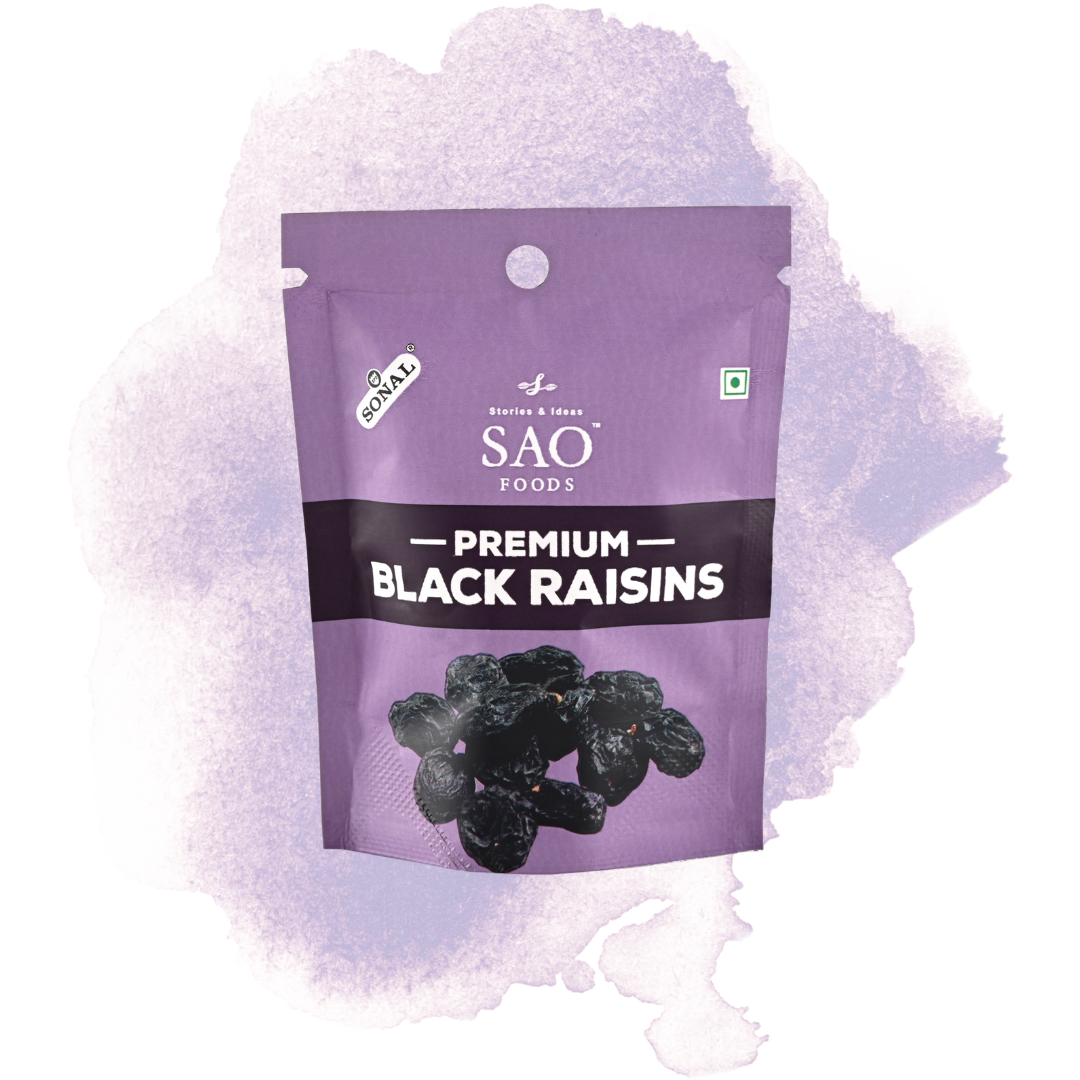 SAO Foods Premium Black Raisins 20 gm (Pack of 10*MRP 20)