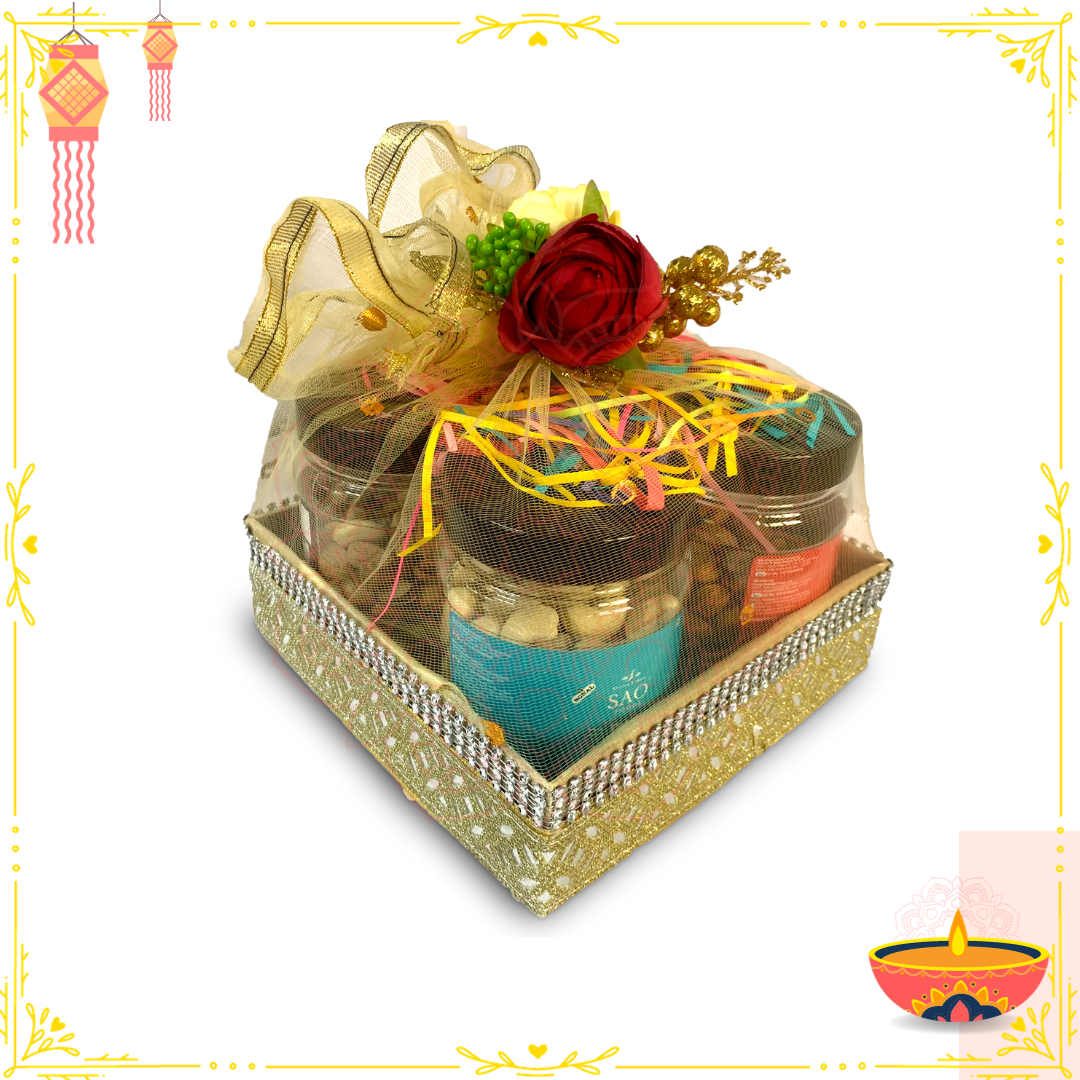 SAO FOODS Gift Basket with Net – 250 gm x 4 jars