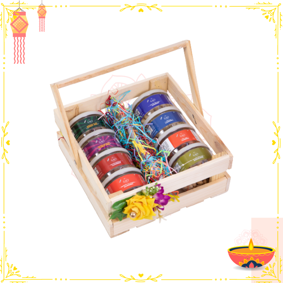 SAO FOODS Gift Basket with Handle – 100 gm x 8 jars