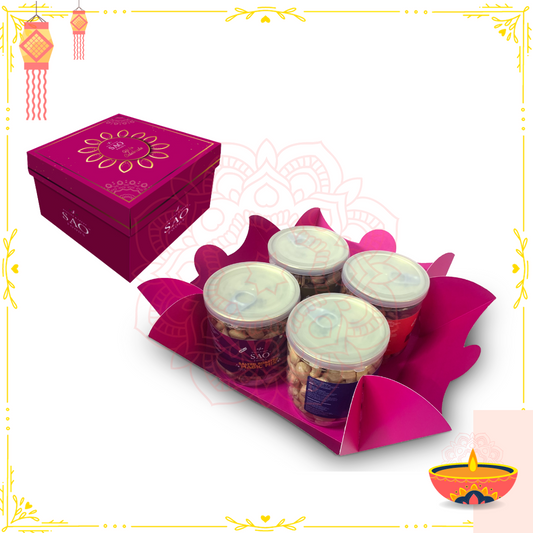 SAO FOODS Gift Pack of 250g x 4 jars | Lotus Display Pink Color