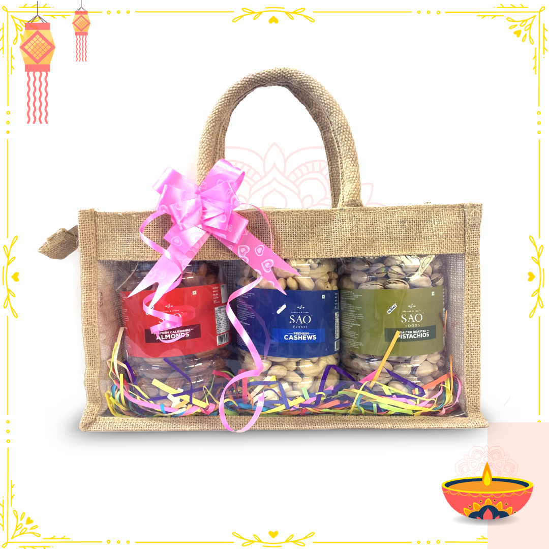 SAO FOODS Gift Pack Jute Bag - 500g x 3 jars