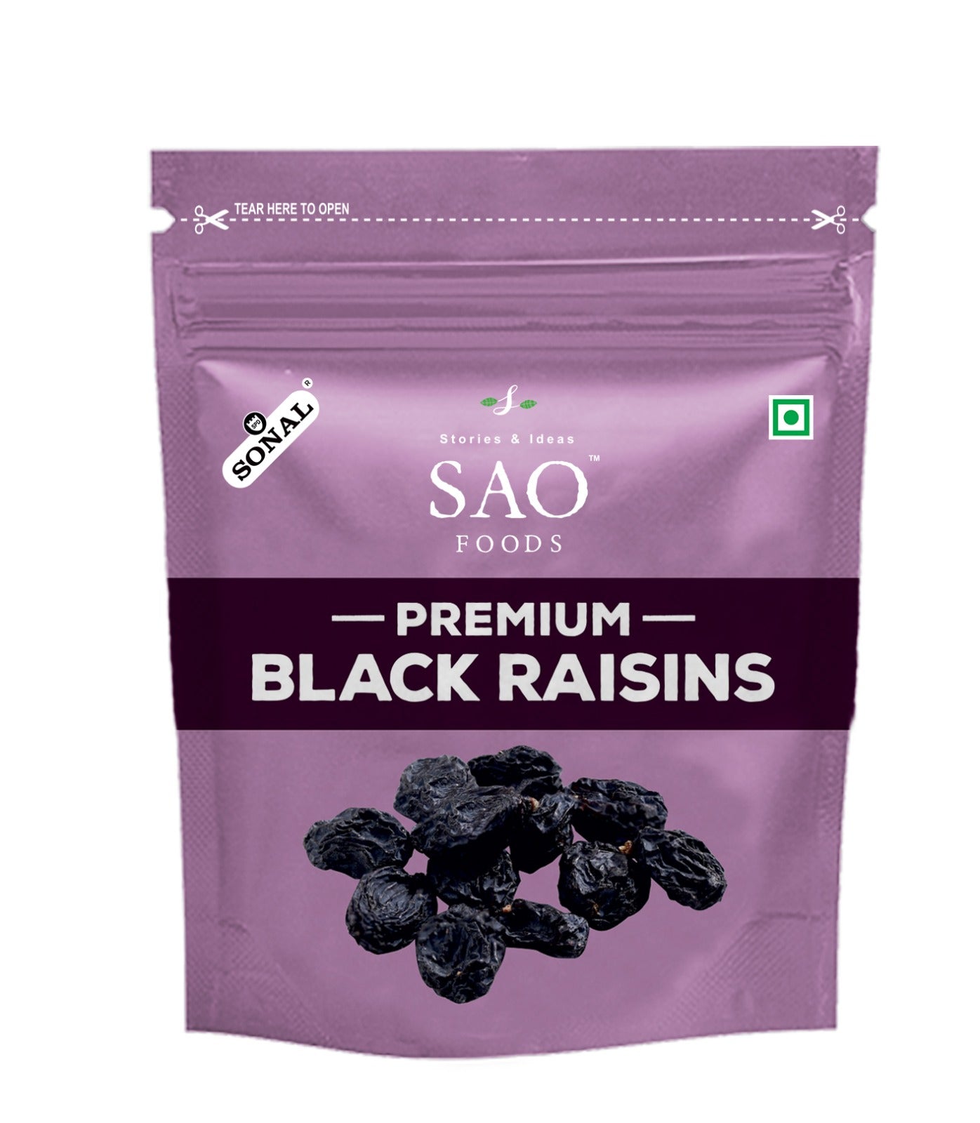 SAO FOODS Premium Black Raisins 50g (Pack of 10 * 50 gms)