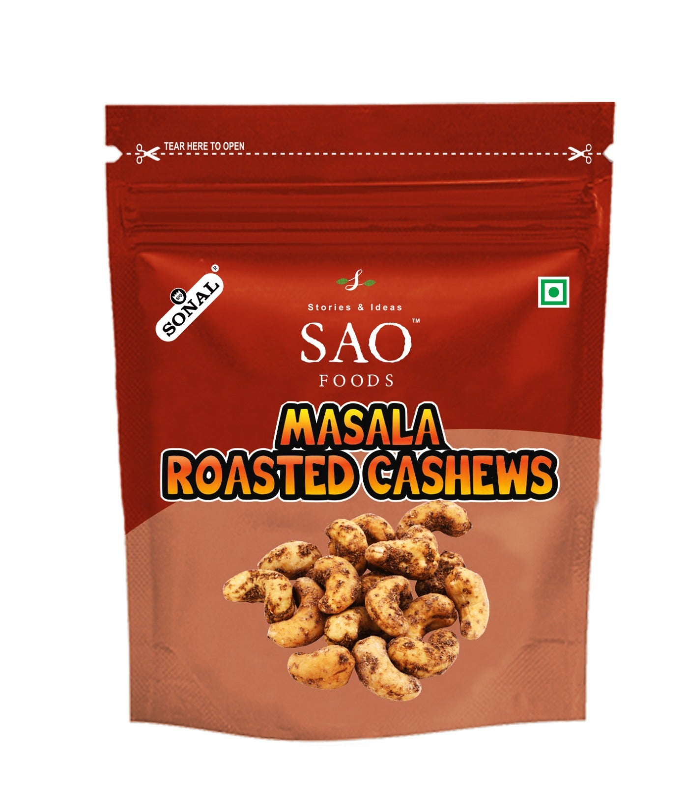 SAO FOODS Masala Roasted Cashews 25g (Pack of 10 * 25 gms) - SAO Foods # #
