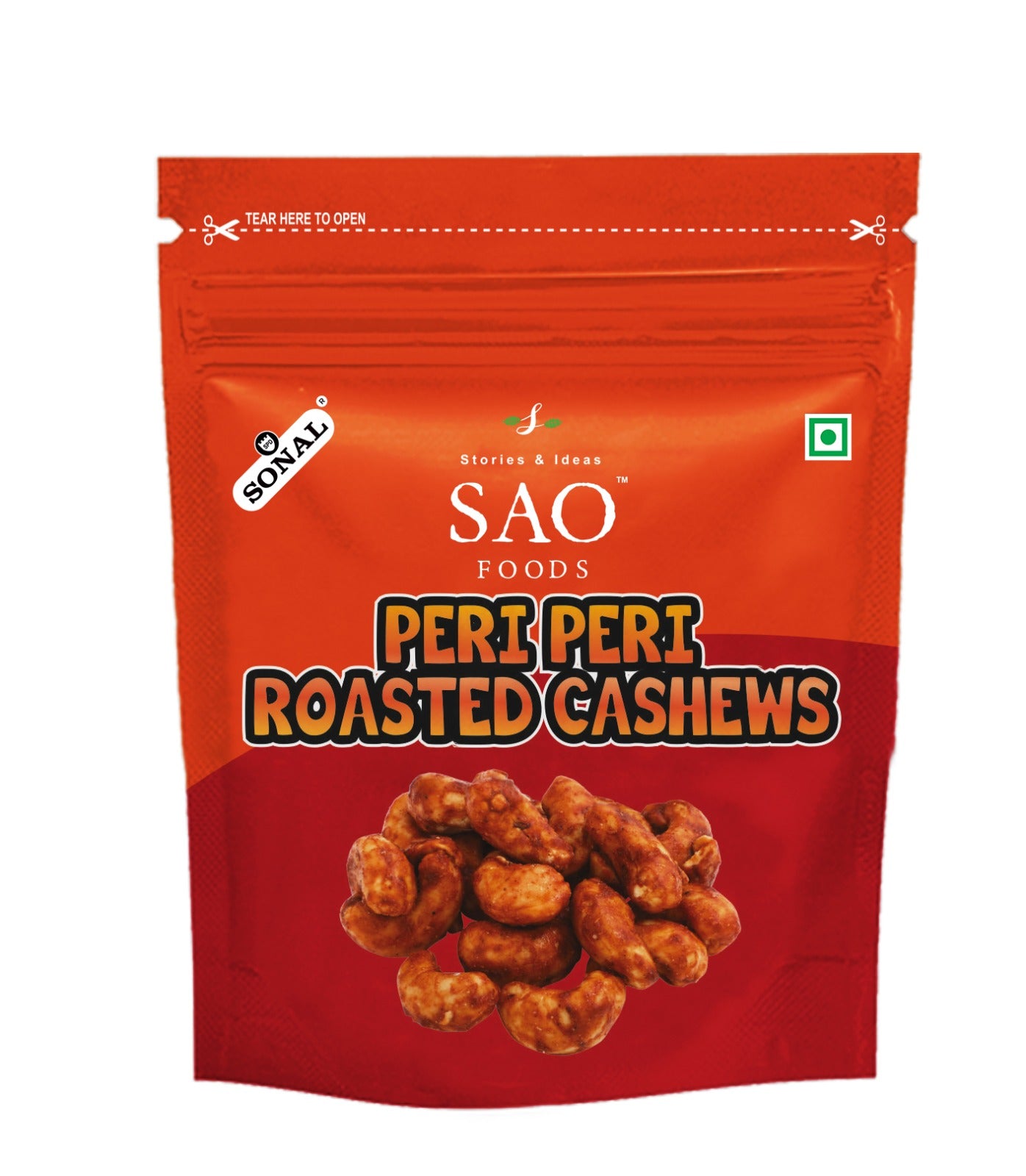 SAO FOODS Peri Peri Roasted Cashews  25g (Pack of 10 * 25 gms) - SAO Foods # #