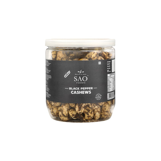 SAO FOODS Black Pepper Cashews 250 gm | PET Jar with Aluminum cap