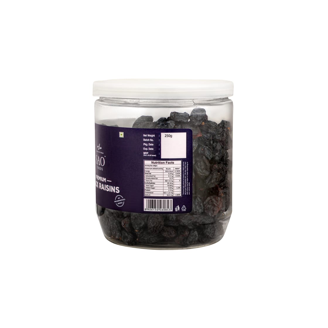 SAO FOODS Black Raisins 240g | PET Jar with Aluminium cap - SAO Foods # #