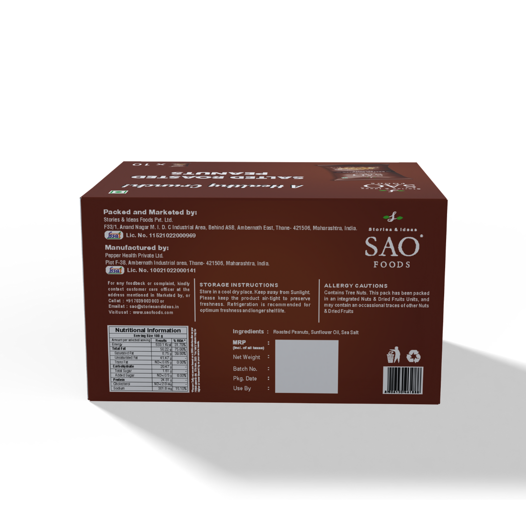 Salted Roasted Peanuts - 450g | 10 Small Packs