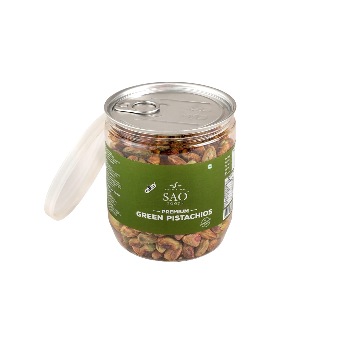 SAO FOODS Roasted & Unsalted Premium Green Pistachios 250 gm | PET Jar with Aluminum cap - SAO Foods # #