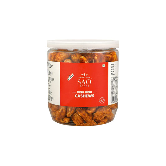 SAO FOODS Peri Peri Roasted Cashews 250 gm | PET Jar With Tin Cap