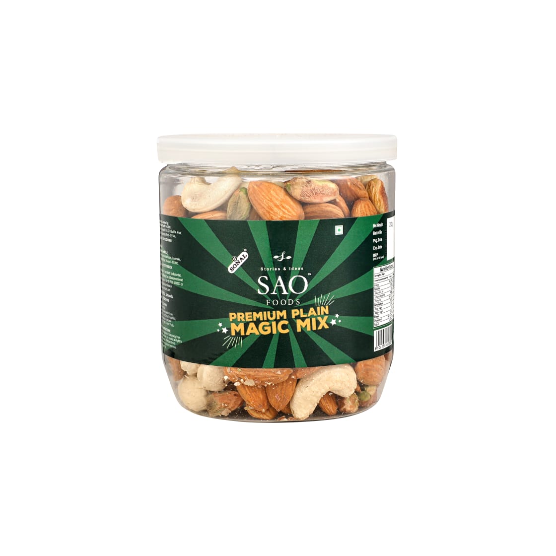 SAO FOODS Roasted & Unsalted Premium Magic Mix 250 gm | PET Jar with Aluminum cap - SAO Foods # #