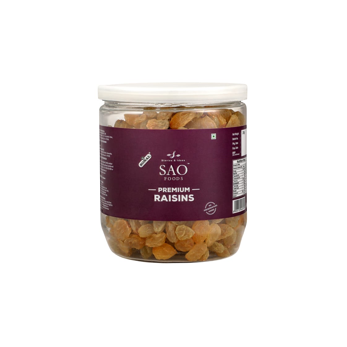 SAO Foods Premium Raisins 250 gm | PET Jar with Aluminium cap - SAO Foods # #