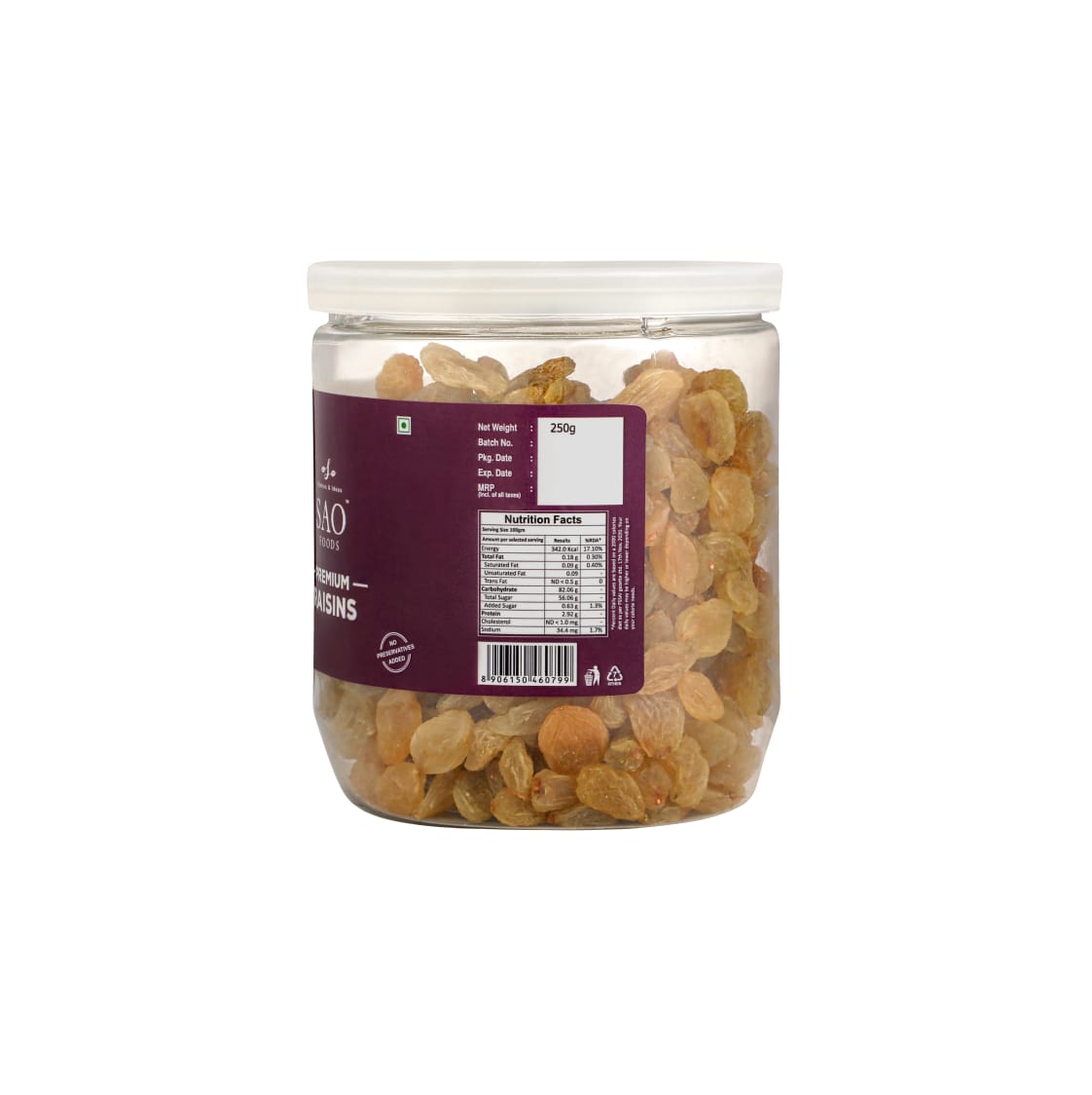 SAO Foods Premium Raisins 250 gm | PET Jar with Aluminium cap - SAO Foods # #